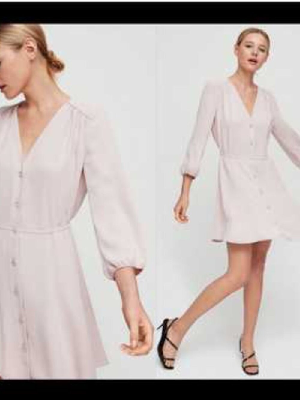Aritizia Babaton Day Dress in Blush Pink Button-Front